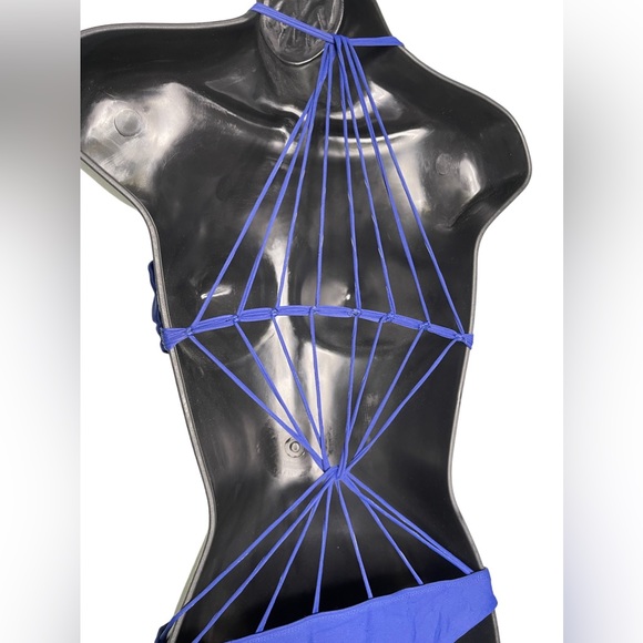 Mikoh Swimwear Seychelles Criss Cross One Piece Swimsuit Size Medium Royal Blue - Picture 4 of 5